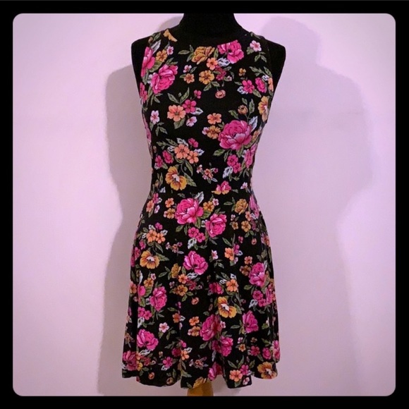 black and pink skater dress